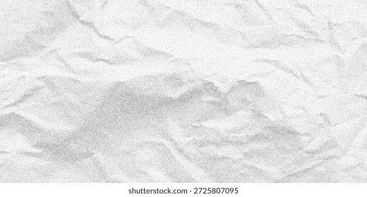 Textura de papel blanco triturado con grano fino y motas de semitono suave. Un fondo de lámina neutro desgastado construido de pliegues suaves y marcas de polvo.
