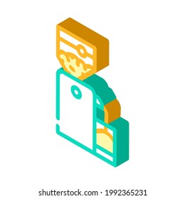crusher device for production peanut, press machine isometric icon vector. crusher device for production peanut, press machine sign. isolated symbol illustration