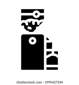 crusher device for production peanut, press machine glyph icon vector. crusher device for production peanut, press machine sign. isolated contour symbol black illustration