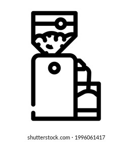 crusher device for production peanut, press machine line icon vector. crusher device for production peanut, press machine sign. isolated contour symbol black illustration