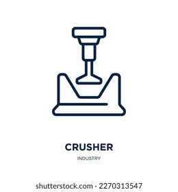 crusher icon from industry collection. Thin linear crusher, equipment, machine outline icon isolated on white background. Line vector crusher sign, symbol for web and mobile
