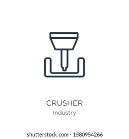 Crusher icon. Thin linear crusher outline icon isolated on white background from industry collection. Line vector sign, symbol for web and mobile