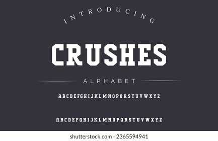 Crushes Sport Modern Italic Alphabet Font. Typography urban style fonts for technology, digital, movie logo design. vector illustration