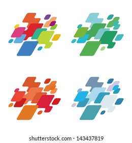 Crushing abstract brick pattern. Design arrow and block logo element. Colorful icons set. Digital type. You can use in the game, app, entertainment, electronics, media, or creative design concepts. 