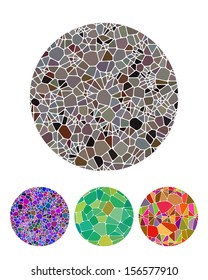 Crushing abstract circle biology pattern. Micro round logo element. Colorful precious stone icons set. You can use in fine jewelry, textiles, posters background, biotechnology and medical industries