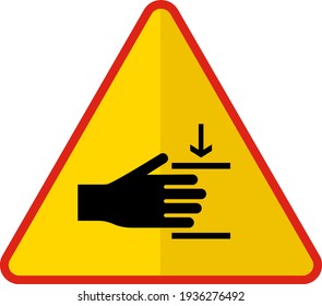 Crushing Hand Concept Vector Icon Design, yellow triangle warning signs, regulatory and guide symbol on white background, Modern traffic signal stock illustration