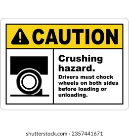 Crushing Hazard Chock Wheels Sign svg