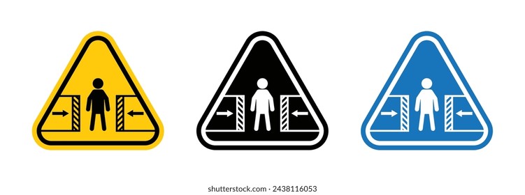 Crushing Hazard Warning Sign. Caution for Risks of Squeezing or Pinching.