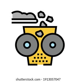 Farbsymbol der Brechsteinmaschine, Vektorgrafik. Schild für die Brechsteinmaschine. einzelne Symbolillustration