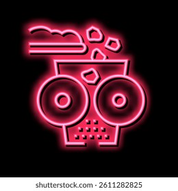 crushing stone machine neon light sign vector. crushing stone machine illustration