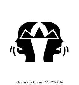 Crushing thoughts black icon, concept illustration, vector flat symbol, glyph sign.