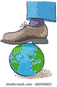 Crushing the world under one foot