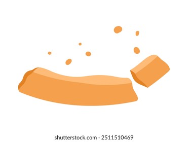 Crust and crumbs from slice of pizza after eating, eaten fast food vector illustration