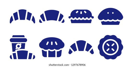  crust icon set. 8 filled crust icons. Simple modern icons about  - Croissant, Pie