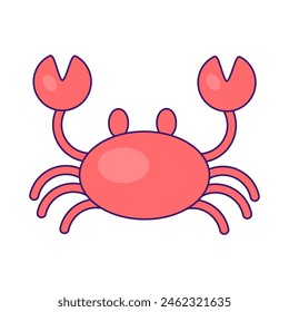 Crustacean crab with funny raised claws. Sea animal Asian delicacy. Summer holiday icon. Simple stroke vector element isolated on white background