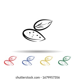 Crustaceans, fruit, almond multi color icon. Simple thin line, outline vector of crustaceans icons for ui and ux, website or mobile application
