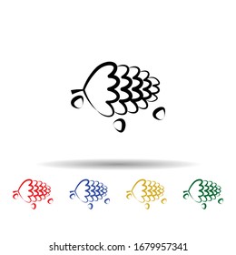 Crustaceans, fruit, pine nuts multi color icon. Simple thin line, outline vector of crustaceans icons for ui and ux, website or mobile application