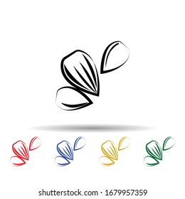 Crustáceos, frutas, ícono multicolor de girasol. Línea delgada simple, contorno vector de crustáceos iconos para ui y ux, sitio web o aplicación móvil