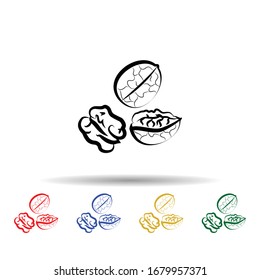 Crustáceos, frutas, nueces, ícono multicolor. Línea delgada simple, contorno vector de crustáceos iconos para ui y ux, sitio web o aplicación móvil