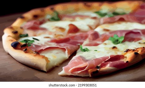 crusty oven-fired Italian prosciutto pizza