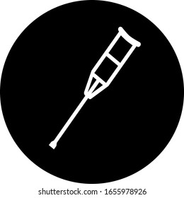 Crutch in black circle icon. Axillary crutch icon. Medical tool for people with disabilities and help after injury. Sign for web page, mobile app, button, logo. Crutches Editable icon