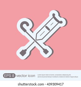 crutch and cane. vector icon. medical equipment Crutches