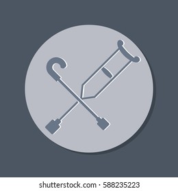 crutch and cane. vector icon. medical equipment Crutches