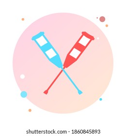 Crutch in circle icon. Axillary crutch in round shaped icon. Medical tool for people with disabilities and help after injury. Sign for web page, mobile app, button, logo. Crutches Editable icon.