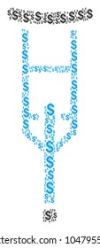 Crutch collage of american dollars. Vector dollar currency icons are combined into crutch collage.