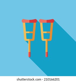 Crutch flat icon with long shadow
