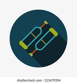 Crutch flat icon with long shadow
