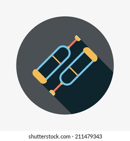 Crutch flat icon with long shadow