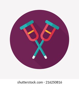Crutch flat icon with long shadow
