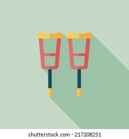 Crutch flat icon with long shadow