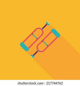 Crutch flat icon with long shadow