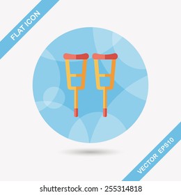 Crutch flat icon with long shadow