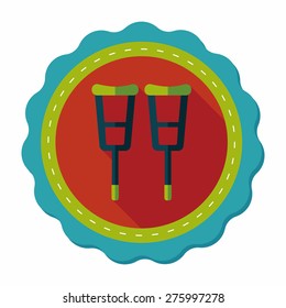 Crutch flat icon with long shadow