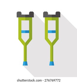 Crutch flat icon with long shadow