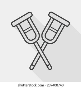 Crutch flat icon with long shadow, line icon