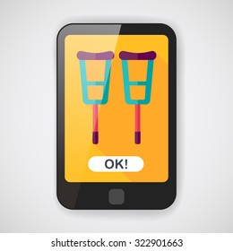 Crutch flat icon with long shadow