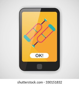 Crutch flat icon with long shadow