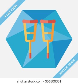 Crutch flat icon with long shadow