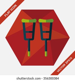 Crutch flat icon with long shadow