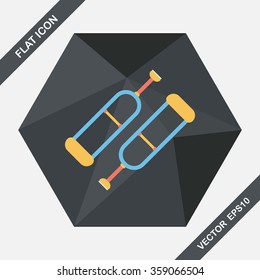 Crutch flat icon with long shadow