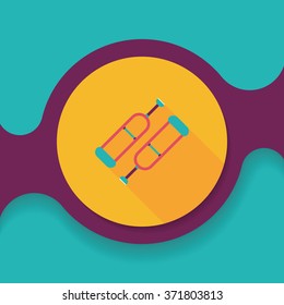 Crutch flat icon with long shadow