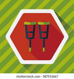 Crutch flat icon with long shadow