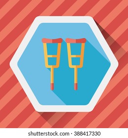 Crutch flat icon with long shadow
