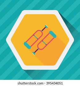 Crutch flat icon with long shadow