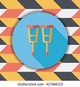 Crutch flat icon with long shadow