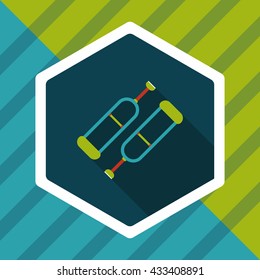 Crutch flat icon with long shadow